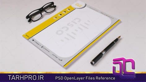 طرح سربرگ لایه باز سیستم های نظارتی با رنگ زرد PSD